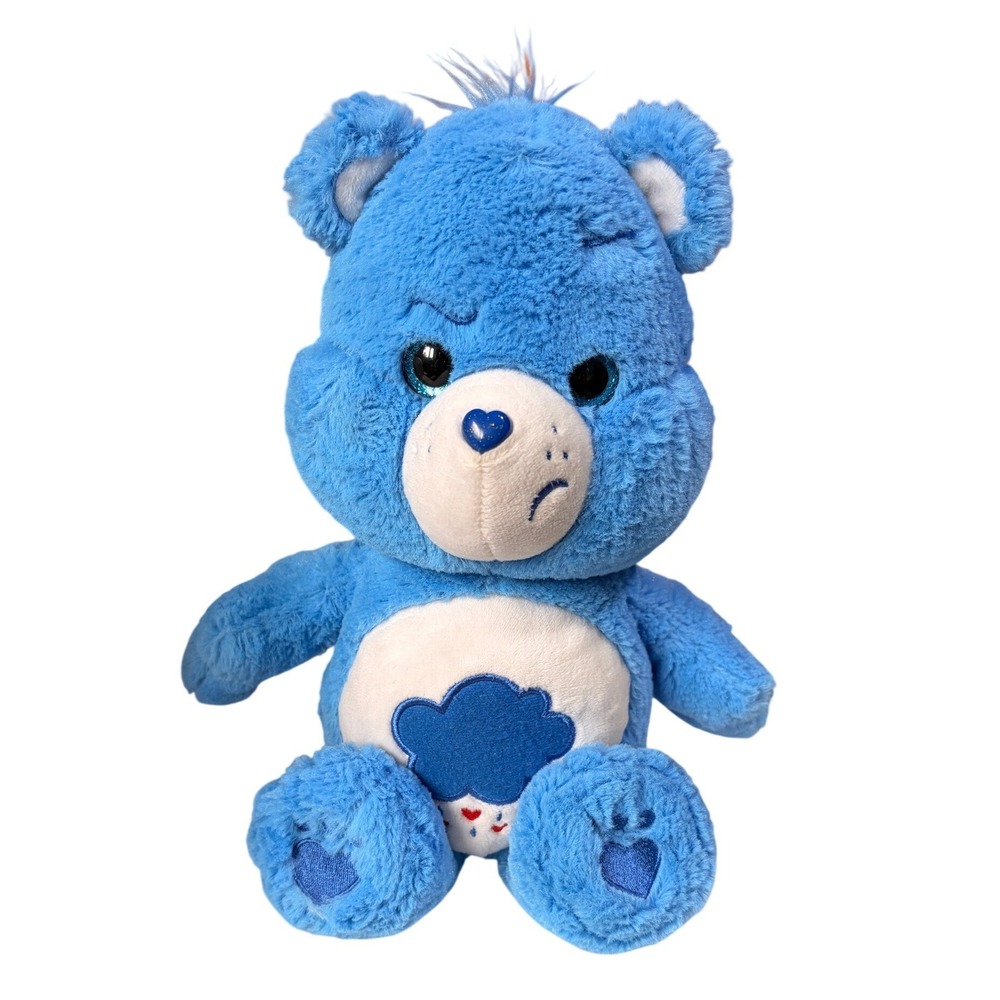 Care Bears Grumpy Bear Blue Plush Stuffd Animal 2017 Glitter Eyes Raincloud 14in